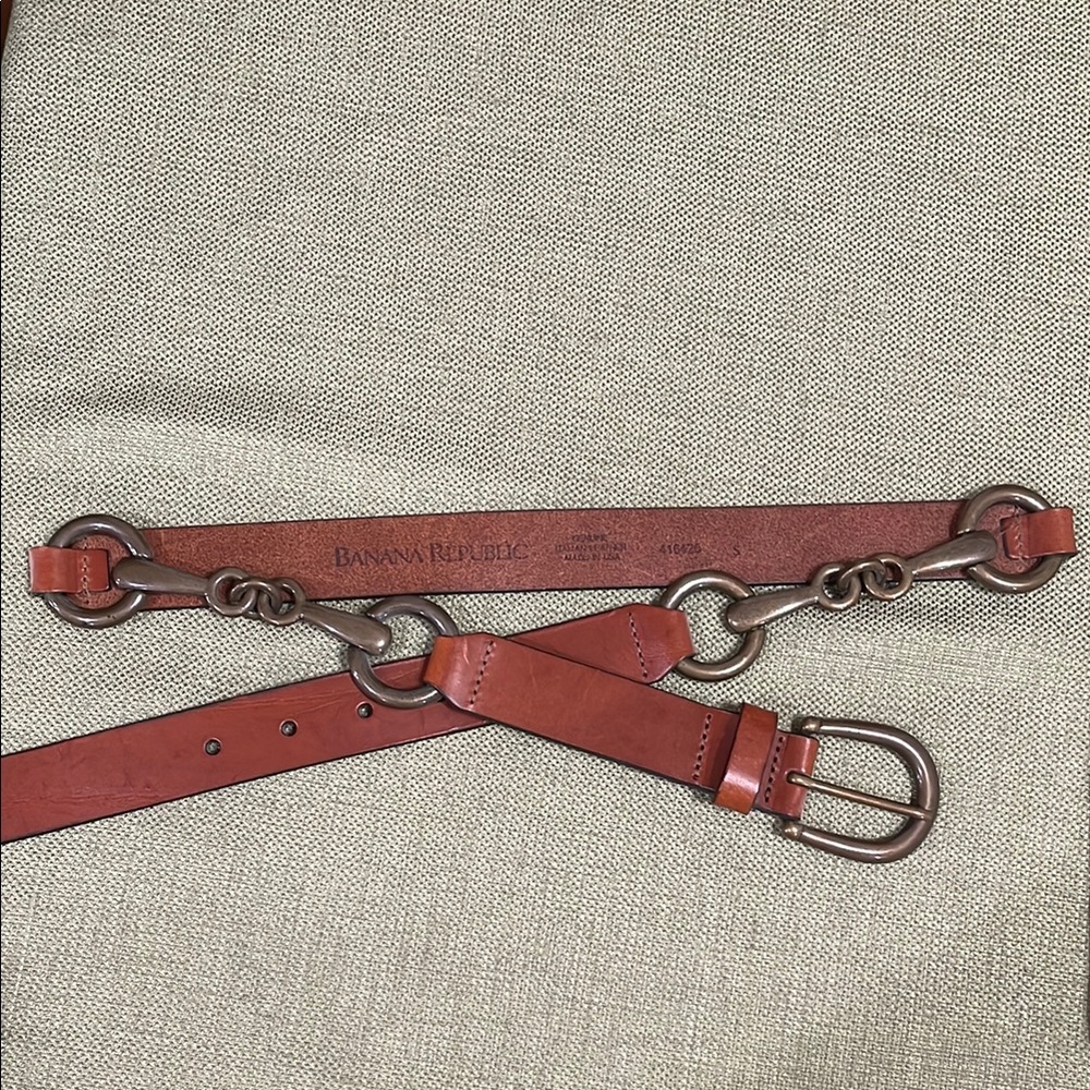 Banana Republic Brown Leather  Belt with Brass Accent